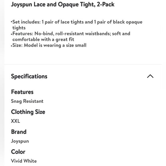 Joyspun Women's Lace and Opaque Tights, 2-Pack, Sizes XXL - Picture 8 of 8